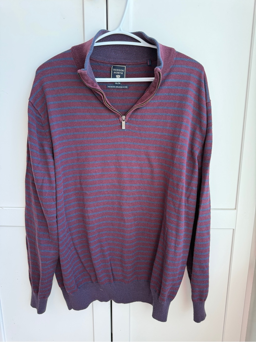 Hudson North Men’s XL Silk Blend Striped Quarter Zip Grandpacore